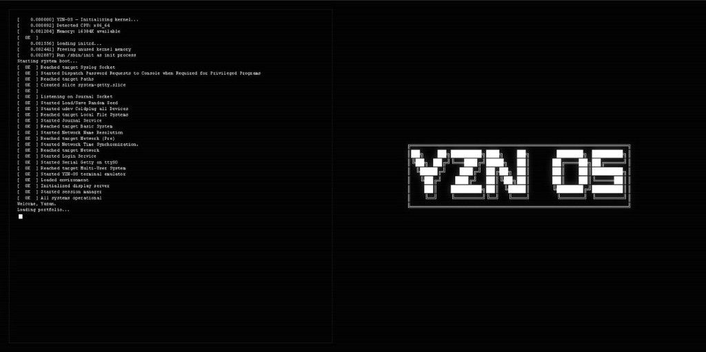 YZN-OS boot sequence and logo